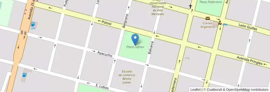 Mapa de ubicacion de Espacio físico de la plaza en 아르헨티나, San Luis, General Pedernera, Villa Mercedes, Municipio De Villa Mercedes.