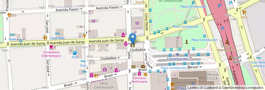 Mapa de ubicacion de Espacio INCAA Arte Cinema, Constitucion en آرژانتین, Ciudad Autónoma De Buenos Aires, Comuna 4, Comuna 1, Buenos Aires.