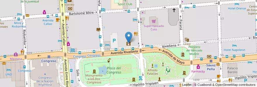 Mapa de ubicacion de Espacio INCAA KM 0 - Gaumont, San Nicolas en الأرجنتين, Ciudad Autónoma De Buenos Aires, Comuna 1, Buenos Aires.