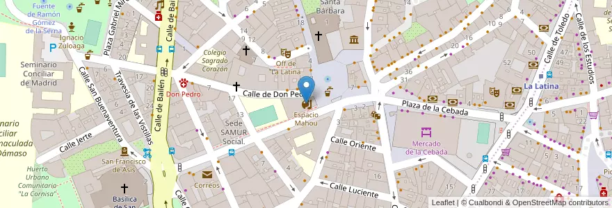 Mapa de ubicacion de Espacio Mahou en Испания, Мадрид, Мадрид, Área Metropolitana De Madrid Y Corredor Del Henares, Мадрид.