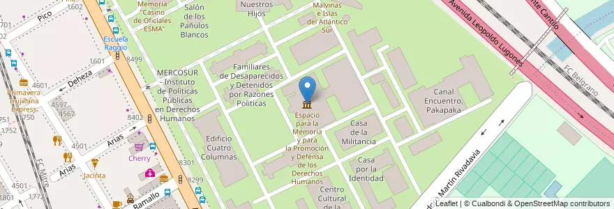 Mapa de ubicacion de Espacio para la Memoria y para la Promoción y Defensa de los Derechos Humanos, Nuñez en آرژانتین, Ciudad Autónoma De Buenos Aires, Buenos Aires, Comuna 13.