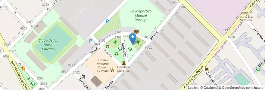 Mapa de ubicacion de Espacio Recreativo Leito, Mataderos en Argentine, Ciudad Autónoma De Buenos Aires, Comuna 9, Buenos Aires.