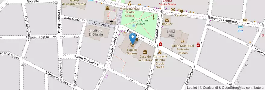 Mapa de ubicacion de Espacio Solares en Argentine, Córdoba, Departamento Santa María, Pedanía Alta Gracia, Municipio De Alta Gracia, Alta Gracia.