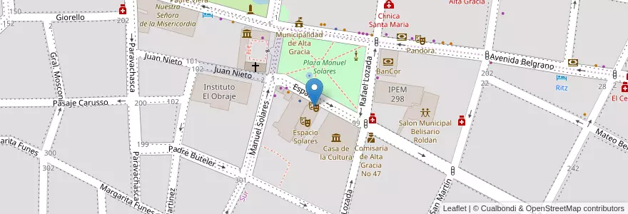 Mapa de ubicacion de Espacio Solares en 阿根廷, Córdoba, Departamento Santa María, Pedanía Alta Gracia, Municipio De Alta Gracia, Alta Gracia.