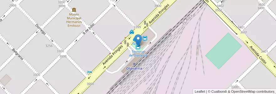 Mapa de ubicacion de Espacio verde Terminal de Obnibus en Argentine, Province De Buenos Aires, Partido De Olavarría, Olavarría.