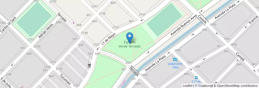 Mapa de ubicacion de Espacio Verde Terrada en Arjantin, Buenos Aires, Partido De Bahía Blanca, Bahía Blanca.