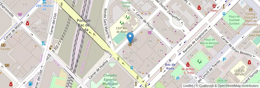 Mapa de ubicacion de Espai Familiar Centre Obert Sant Martí en Испания, Каталония, Барселона, Барселонес, Барселона.