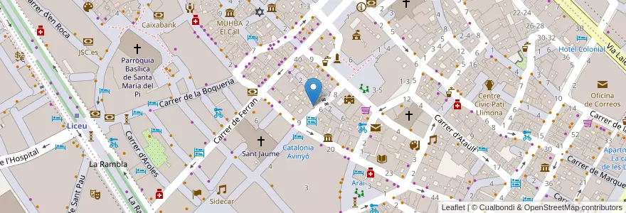 Mapa de ubicacion de Espai Gòtic en 스페인, Catalunya, Barcelona, Barcelonès, 바르셀로나.