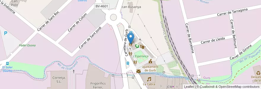 Mapa de ubicacion de espai jove de Gurb en Spanje, Catalonië, Barcelona, Osona, Gurb.