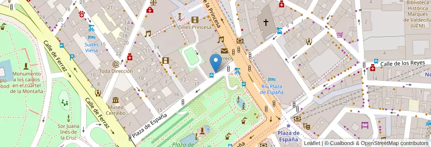 Mapa de ubicacion de ESPAÑA, PLAZA, DE,18 en Испания, Мадрид, Мадрид, Área Metropolitana De Madrid Y Corredor Del Henares, Мадрид.