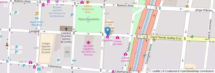 Mapa de ubicacion de Española en Argentinien, Chile, Mendoza, Departamento Capital, Ciudad De Mendoza, Sección 3ª Parque O'Higgins.