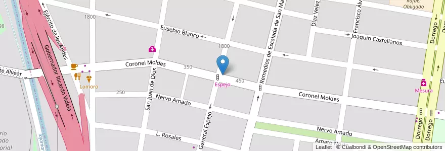 Mapa de ubicacion de Espejo en Arjantin, Şili, Mendoza, Departamento Guaymallén, Distrito Dorrego.