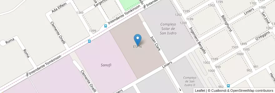 Mapa de ubicacion de ESPN en Argentina, Buenos Aires, Partido De San Isidro, San Isidro.