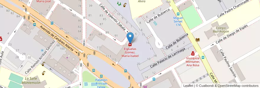Mapa de ubicacion de Espuelas Gómez, María Isabel en 西班牙, Aragón, 萨拉戈萨, Zaragoza, 萨拉戈萨.