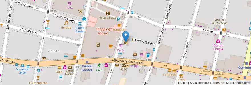 Mapa de ubicacion de Esquina Carlos Gardel Cena & Tango Show, Balvanera en アルゼンチン, Ciudad Autónoma De Buenos Aires, Comuna 3, ブエノスアイレス.