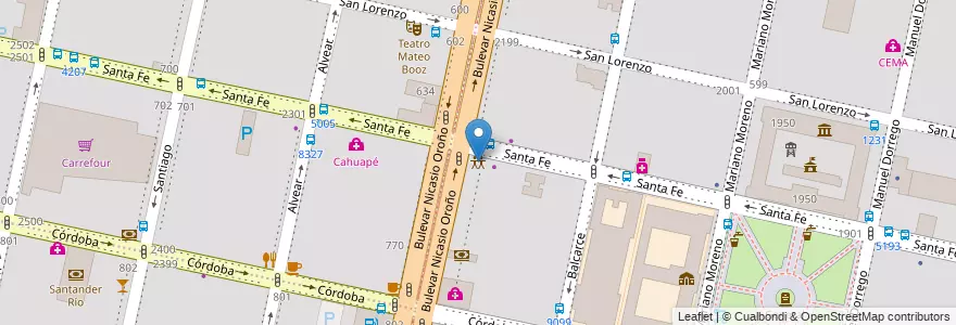Mapa de ubicacion de Esquina Santa Fe en آرژانتین, سانتافه, Departamento Rosario, Municipio De Rosario, تسبیح.