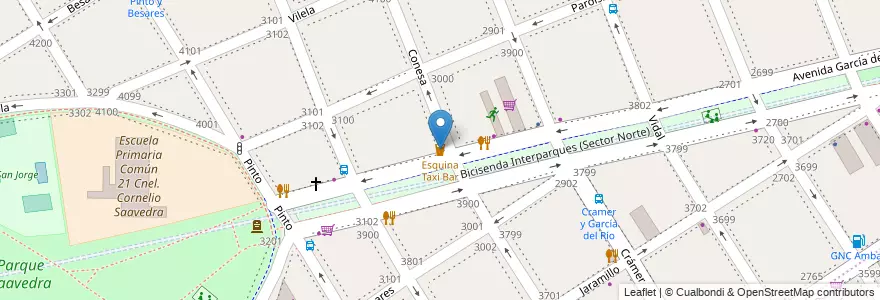 Mapa de ubicacion de Esquina Taxi Bar, Saavedra en アルゼンチン, Ciudad Autónoma De Buenos Aires, Comuna 12, ブエノスアイレス.