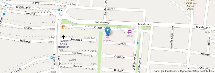Mapa de ubicacion de esquina en 阿根廷, 智利, Mendoza, Departamento Capital, Godoy Cruz, Ciudad De Mendoza, Distrito Presidente Sarmiento.