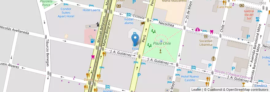Mapa de ubicacion de Esso en Argentina, Chile, Mendoza, Departamento Capital, Ciudad De Mendoza.