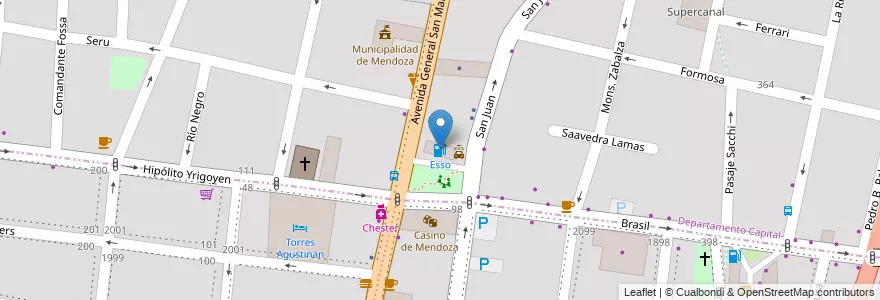 Mapa de ubicacion de Esso en Argentinië, Chili, Mendoza, Departamento Capital, Sección 2ª Barrio Cívico, Ciudad De Mendoza.