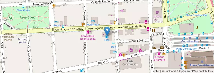 Mapa de ubicacion de Esso, Constitucion en 阿根廷, Ciudad Autónoma De Buenos Aires, Comuna 4, Comuna 1, 布宜诺斯艾利斯.