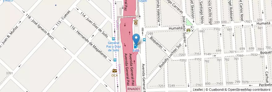 Mapa de ubicacion de Esso, Liniers en Arjantin, Ciudad Autónoma De Buenos Aires, Buenos Aires, Partido De Tres De Febrero.
