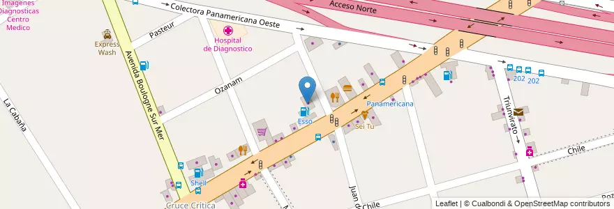 Mapa de ubicacion de Esso Mini Shop en Arjantin, Buenos Aires, Partido De Tigre, Don Torcuato.