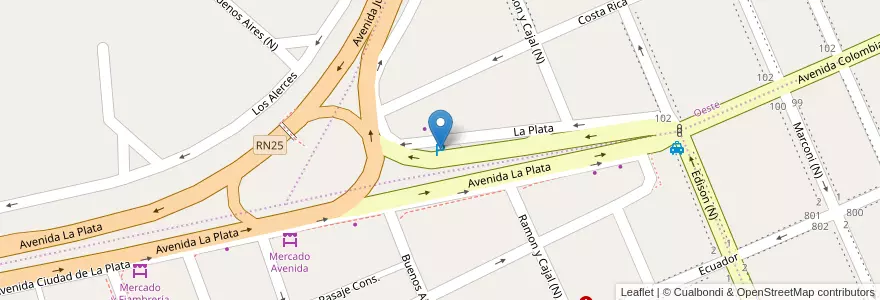 Mapa de ubicacion de Est. La Anonima Avenida La Plata en 아르헨티나, Chubut, Trelew, Departamento Rawson.