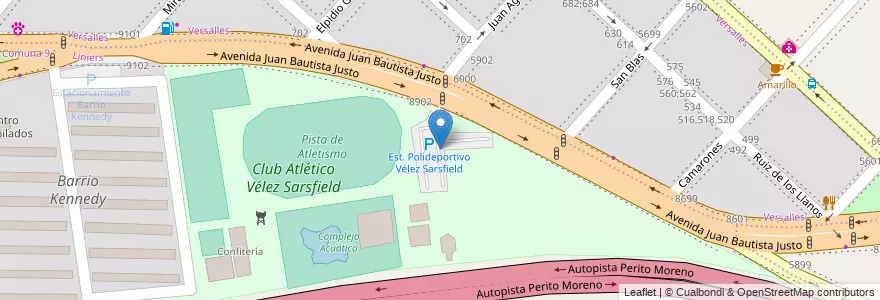Mapa de ubicacion de Est. Polideportivo Vélez Sarsfield, Versalles en Аргентина, Буэнос-Айрес, Буэнос-Айрес, Comuna 10.