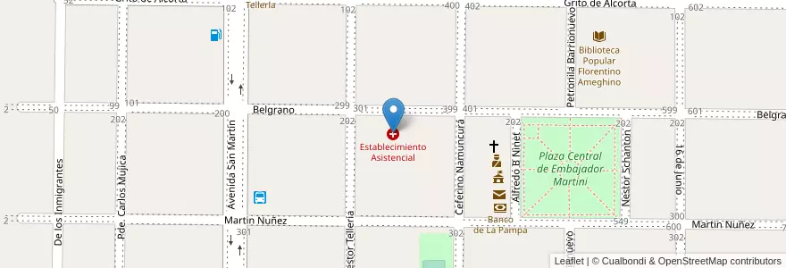 Mapa de ubicacion de Establecimiento Asistencial en 아르헨티나, La Pampa, Departamento Realicó, Municipio De Embajador Martini.