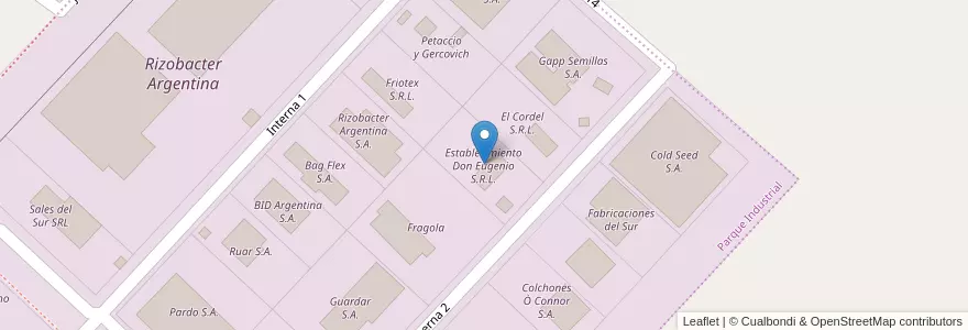 Mapa de ubicacion de Establecimiento Don Eugenio S.R.L. en Arjantin, Buenos Aires, Partido De Pergamino.