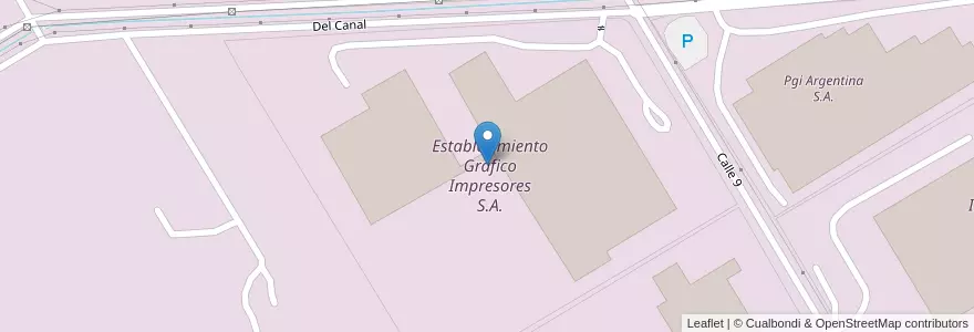 Mapa de ubicacion de Establecimiento Gráfico Impresores S.A. en アルゼンチン, ブエノスアイレス州, Partido Del Pilar, Fátima.