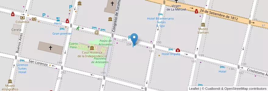 Mapa de ubicacion de Estac Cochera en アルゼンチン, トゥクマン州, San Miguel De Tucumán, Departamento Capital, San Miguel De Tucumán.