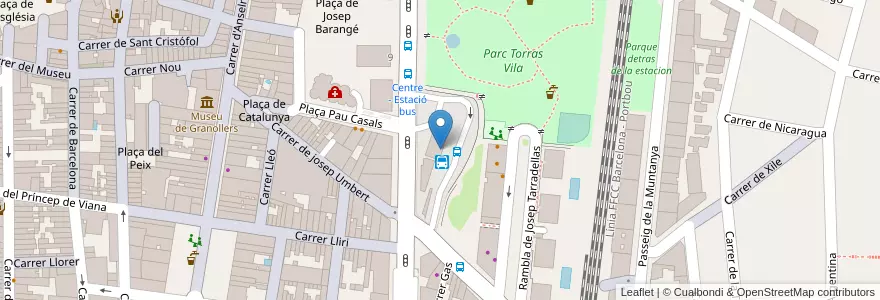 Mapa de ubicacion de Estació d'Autobusos de Granollers en España, Catalunya, Barcelona, Vallès Oriental, Granollers.