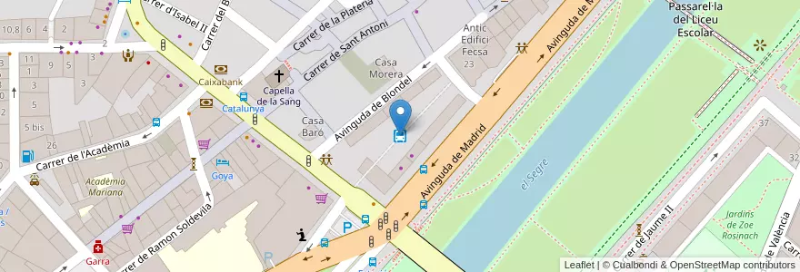 Mapa de ubicacion de Estació d'Autobusos de Lleida en スペイン, カタルーニャ州, リェイダ, Segrià, リェイダ.