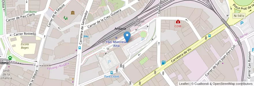 Mapa de ubicacion de Estació d'Autobusos de Manresa en Sepanyol, Catalunya, Barcelona, Bages, Manresa.