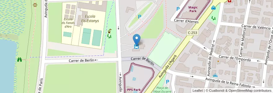 Mapa de ubicacion de Estació d'autobusos de Platja d'Aro en Spanien, Katalonien, Girona, Niederampurien, Castell-Platja D'Aro.