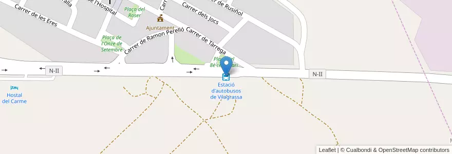 Mapa de ubicacion de Estació d'autobusos de Vilagrassa en Испания, Каталония, Лерида, Уржель.