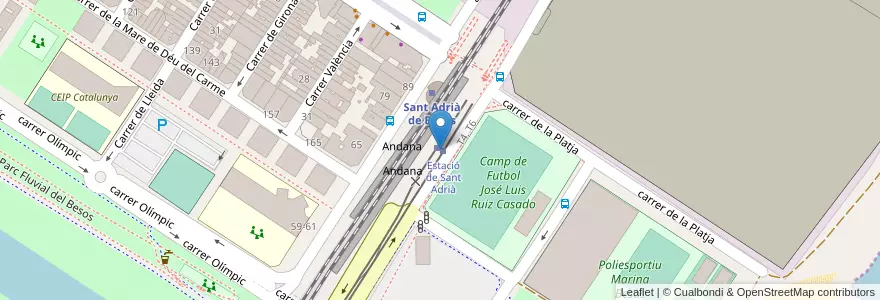 Mapa de ubicacion de Estació de Sant Adrià en Espagne, Catalogne, Barcelone, Barcelonais, Sant Adrià De Besòs.