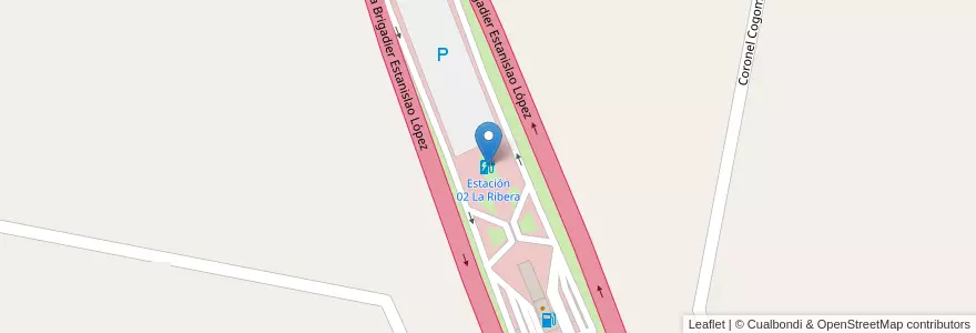 Mapa de ubicacion de Estación 02 La Ribera en Arjantin, Santa Fe, Departamento San Lorenzo, Municipio De Timbúes.