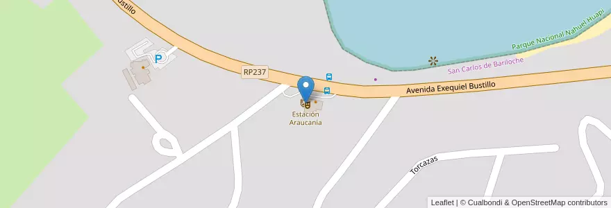 Mapa de ubicacion de Estación Araucanía en Аргентина, Чили, Рио-Негро, Departamento Bariloche, Municipio De San Carlos De Bariloche, Сан-Карлос-Де-Барилоче.