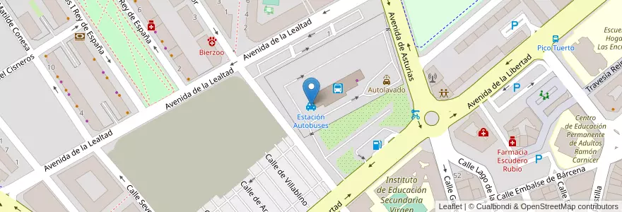Mapa de ubicacion de Estación Autobuses en اسپانیا, Castilla Y León, León, El Bierzo, Ponferrada.