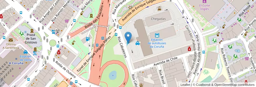 Mapa de ubicacion de Estación autobuses en İspanya, Galicia / Galiza, A Coruña, A Coruña, A Coruña.