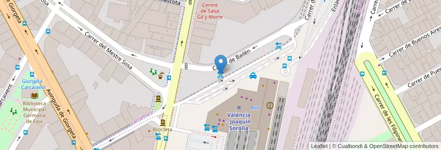 Mapa de ubicacion de Estación AVE Joaquín Sorolla en 스페인, Comunitat Valenciana, València / Valencia, Comarca De València, València.
