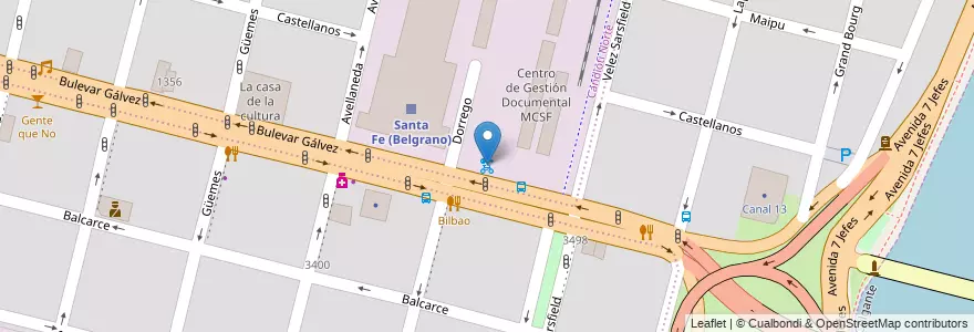 Mapa de ubicacion de Estación Belgrano en 阿根廷, Santa Fe, Departamento La Capital, Santa Fe Capital, Santa Fe.