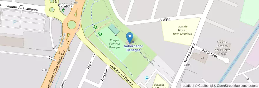 Mapa de ubicacion de Estación Benegas en Argentinië, Chili, Mendoza, Godoy Cruz, Departamento Godoy Cruz, Distrito Gobernador Benegas.