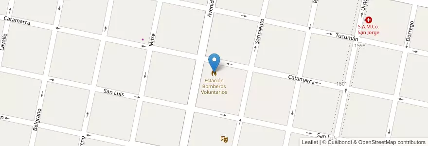 Mapa de ubicacion de Estación Bomberos Voluntarios en 아르헨티나, Santa Fe, Departamento San Martín, Municipio De San Jorge.