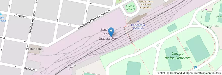 Mapa de ubicacion de Estacion Central Concordia en アルゼンチン, エントレ・リオス州, Departamento Concordia, Distrito Suburbios, Concordia, Concordia.