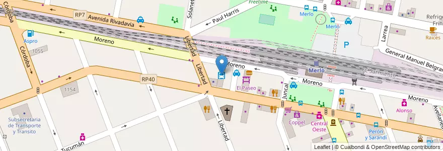Mapa de ubicacion de Estación Central de Micros Merlo en Arjantin, Buenos Aires, Partido De Merlo, Merlo.