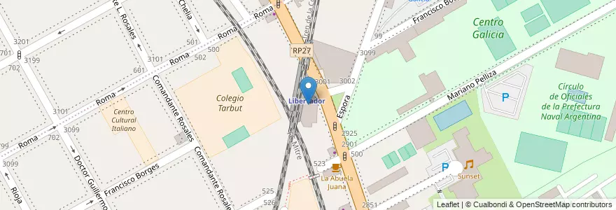 Mapa de ubicacion de Estación Central Premium Outlet en Аргентина, Буэнос-Айрес, Partido De Vicente López, Vicente López.